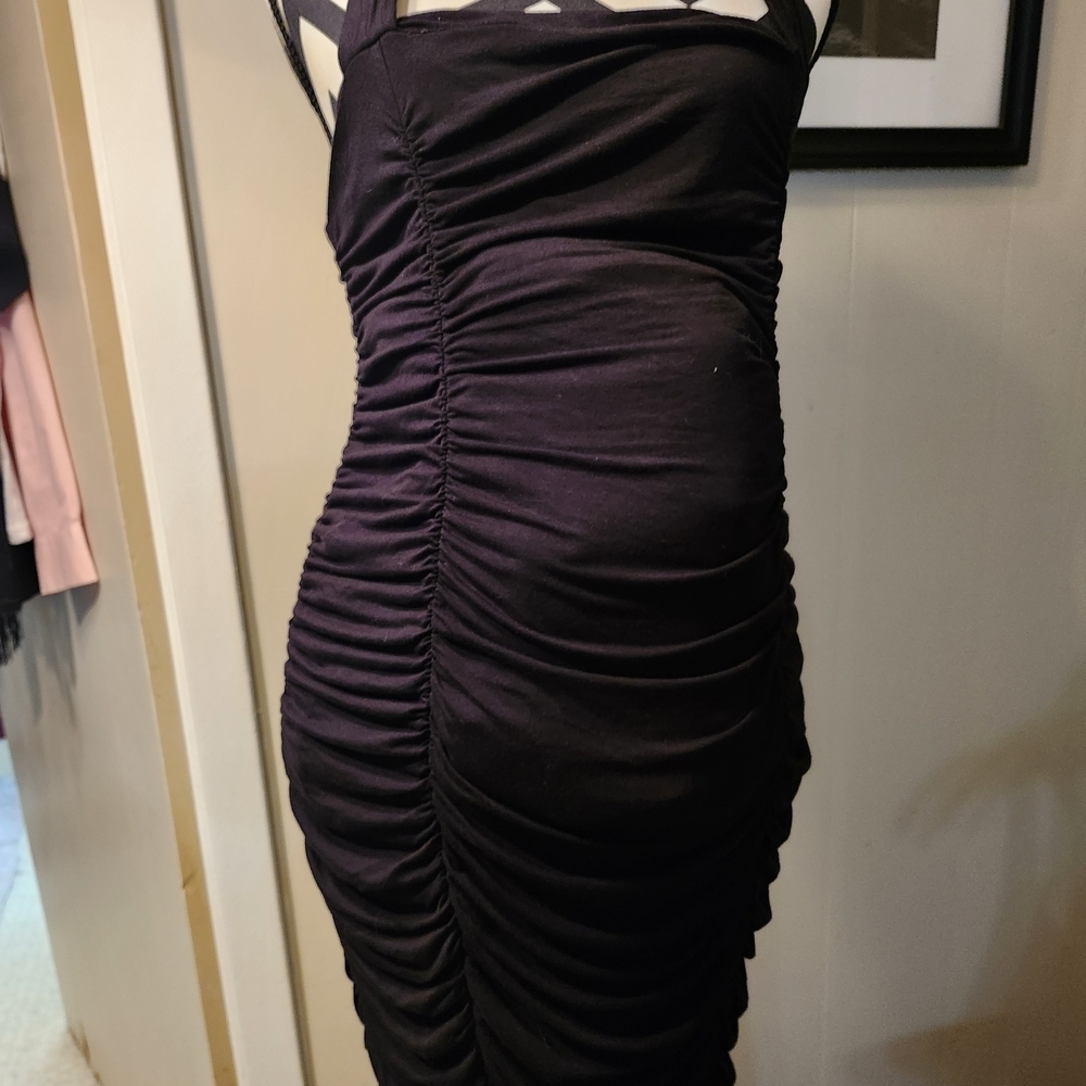 Motherhood Black Ruched Dress NWT